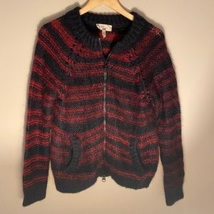 ISABEL MARANT ETOILE STUNNING BLACK & RED ZIP CARDIGAN - M